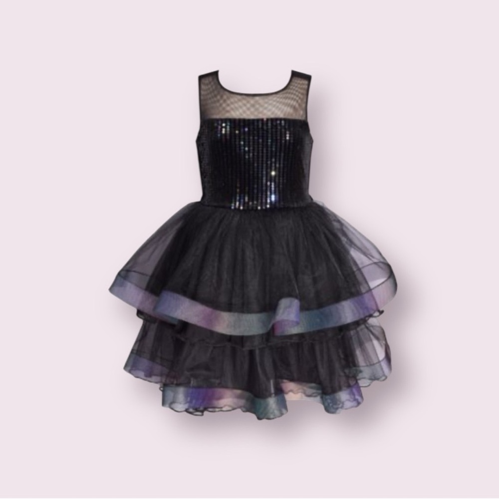 Bonnie Jean Girls Sleeveless Illusion Neckline Party Dress Formal Holiday
